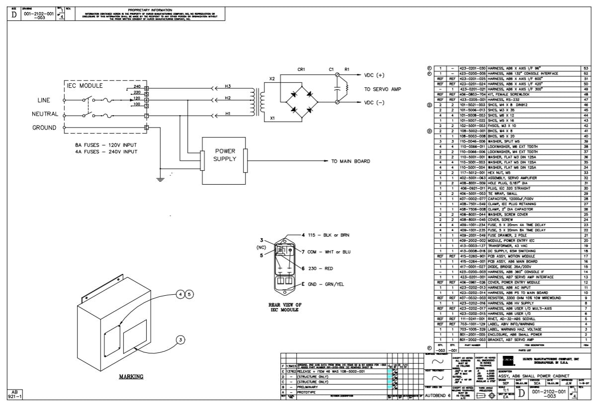 HURCO AB6 Small Power Cabinet 001-2102-00100-3
